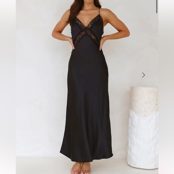 Hello Molly Dresses & Skirts - Black Hello Molly Black Ultimate Love Satin Slip Maxi Dress Size US 8